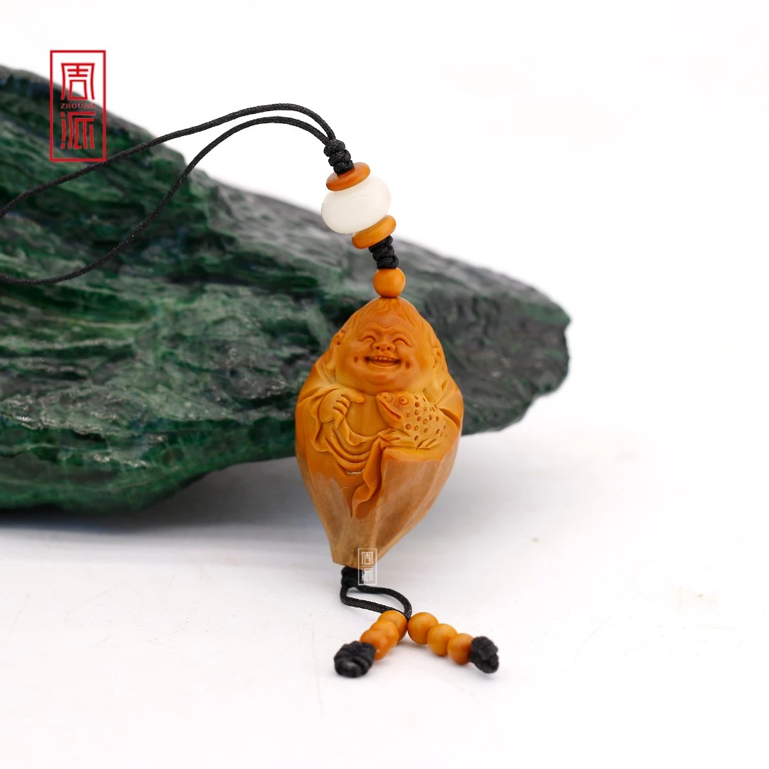 周派春毅核坊 刘海橄榄核单子文玩收藏品纯手工橄榄核雕刻