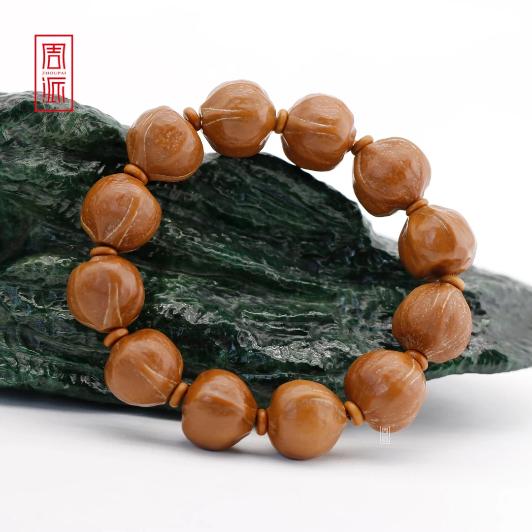 周派春毅核坊 大蒜头橄榄核手串素串文玩收藏品苏工纯手工