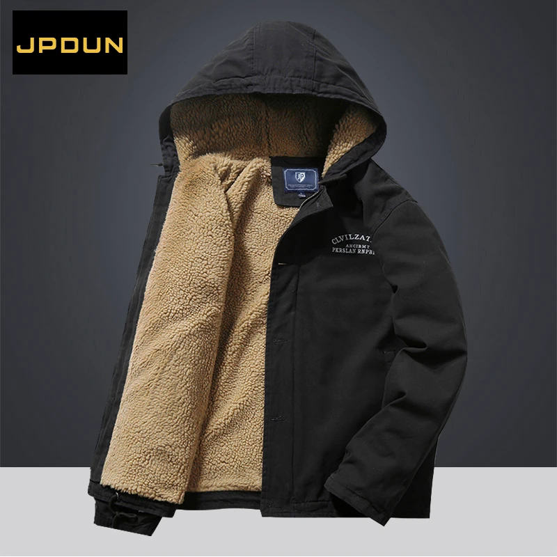 JPDUN【保暖搭子】棉衣男士外套工装棉服男装连帽加绒加厚棉袄1883