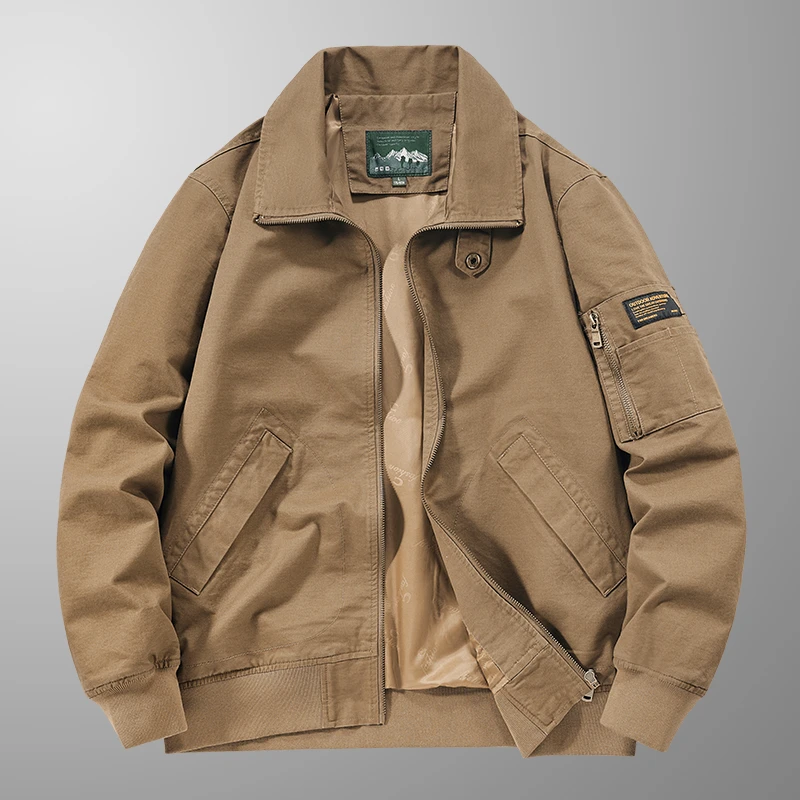 男士夹克春秋季大码宽松工装上衣帅气飞行夹克纯棉外套男95J8026