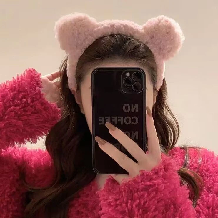 发箍戎毛发箍女洗脸发箍不掉防滑小熊耳朵毛绒发箍可爱仙气通用款