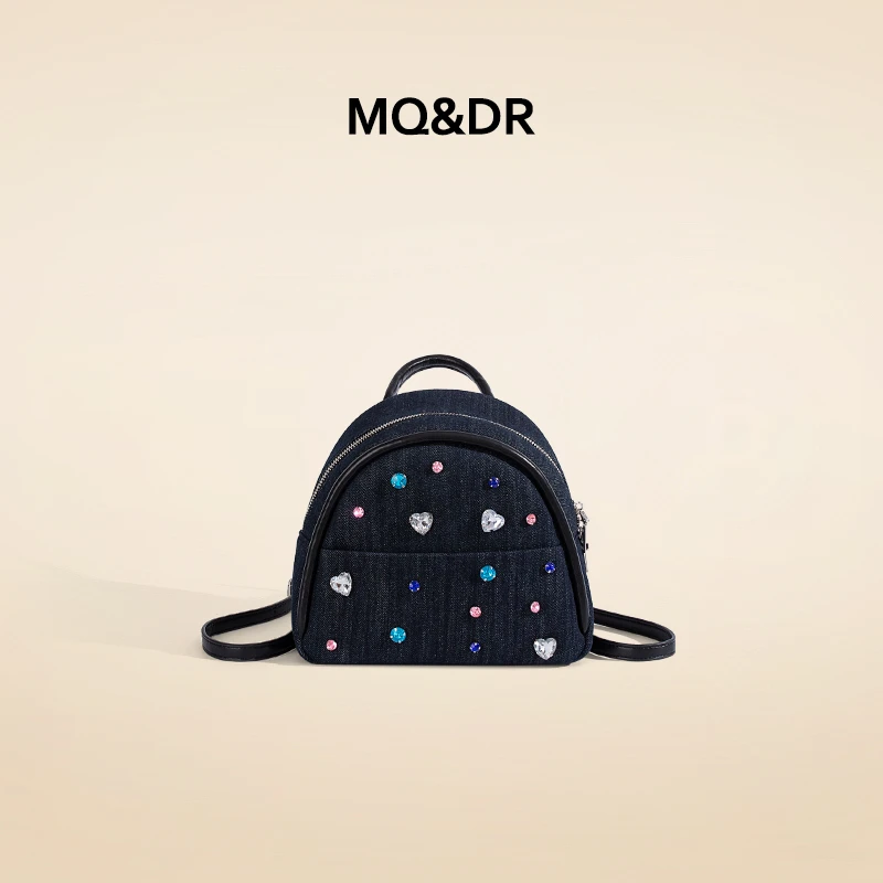 MQ&DR【钻石星河】小众设计牛仔水钻宝石双肩包高级感背包大容量