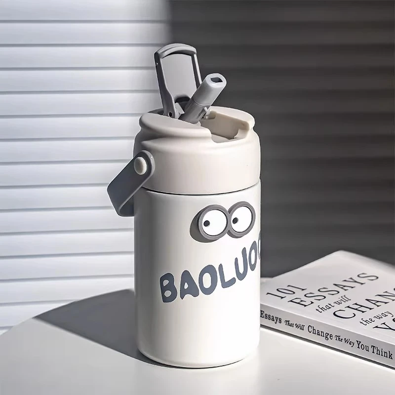 简约水杯女高颜值便携式吸管杯2023新款带茶隔学生保温杯子男