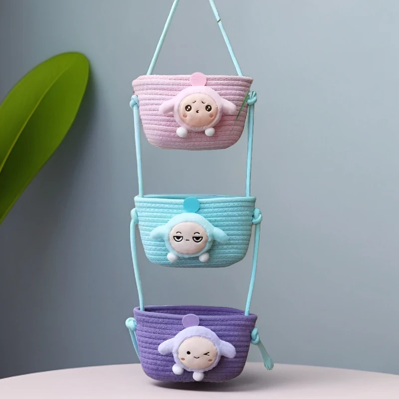 【十一大促】蛋仔大玩偶三层收纳篮墙挂多功能可爱创意手工卡通储物