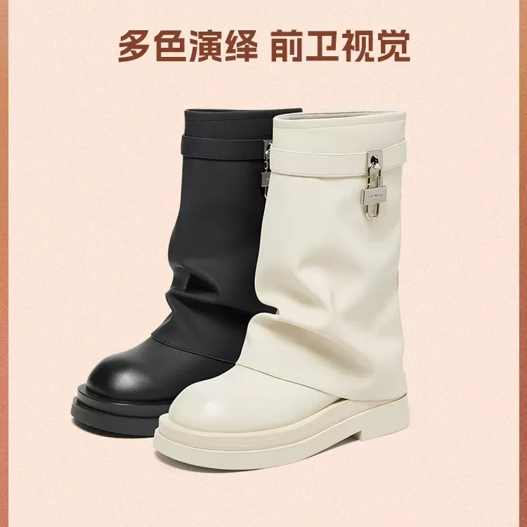 【天美意】23冬新款商场同款厚底时髦中靴堆堆靴女时装靴NDX46DZ3