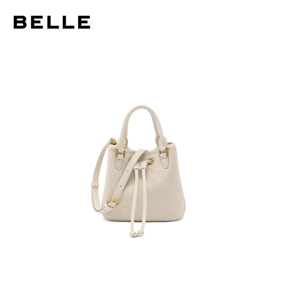 【百丽包包】女2024夏季新款复古休闲单肩斜跨手提水桶包X7007BX4