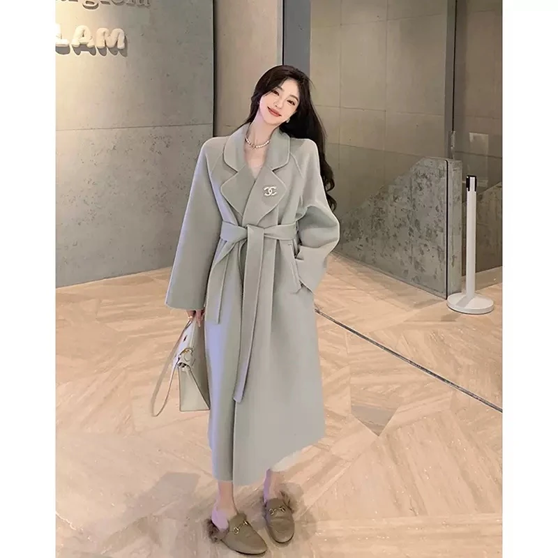 高端双面羊绒大衣女秋冬2023新款冬季高级感中长款韩版毛呢外套秋