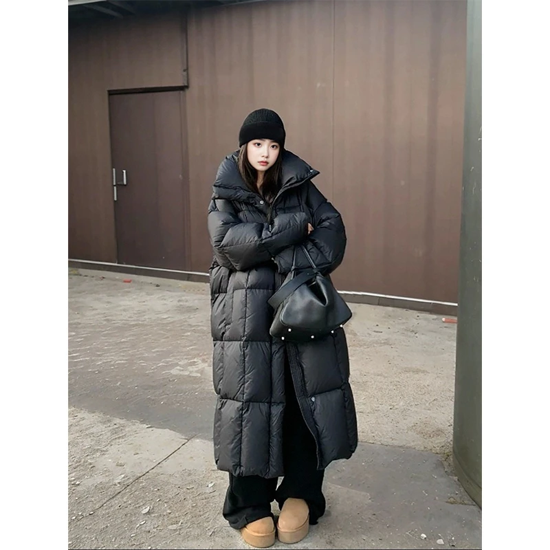 冬季清仓福利！！KSKM黑色棉服女冬季设计感宽松加厚长款韩版棉衣