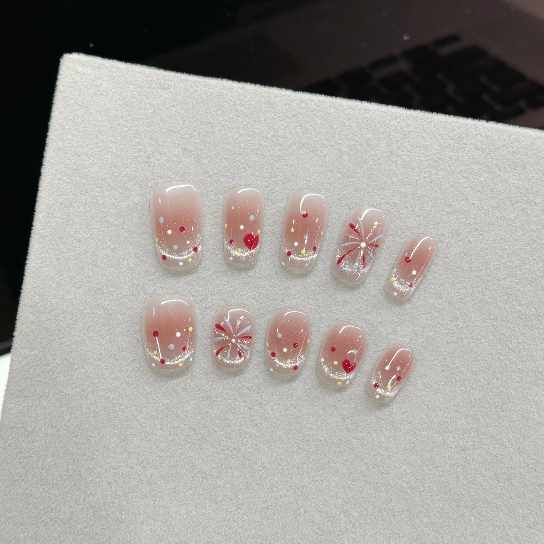 【彩虹心愿】纯手工穿戴美甲简约指甲可拆卸手工定制穿戴美甲