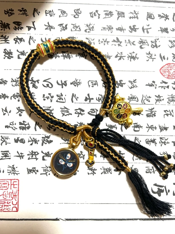 暴力来财 偏 驱除厄运纠缠  藏式黑财眼唐卡手绳首饰男女通用百搭