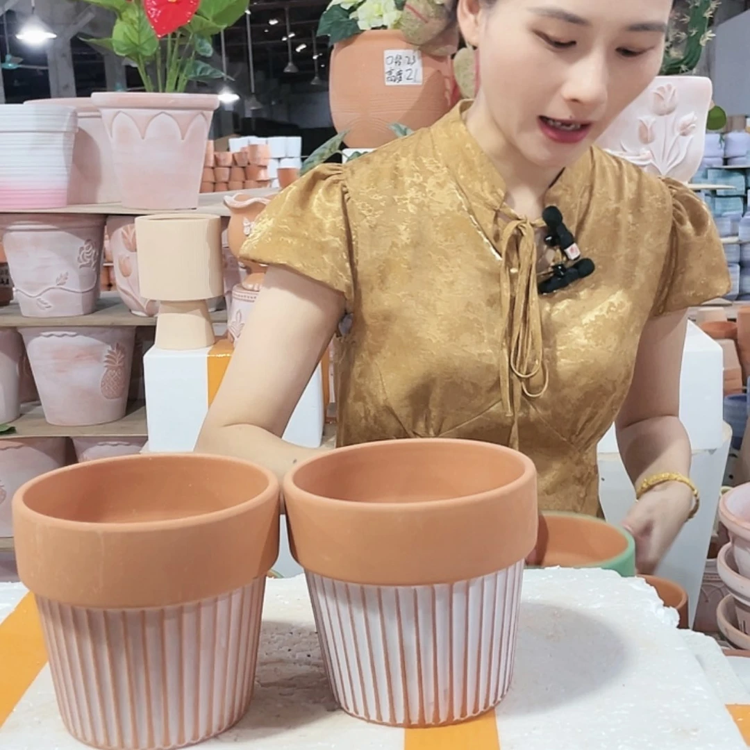 【闪购商品】红陶20CM（含）-50CM（不含）复古竖纹12-11两个
