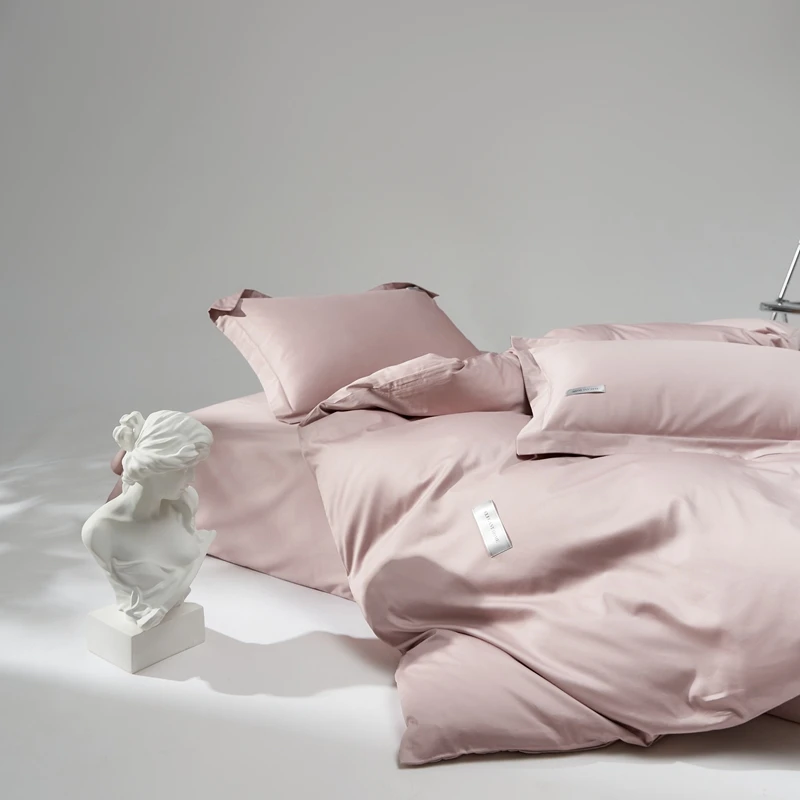 玖月 纯色轻奢长绒棉四件套简约全棉三件套纯棉裸睡床上用品