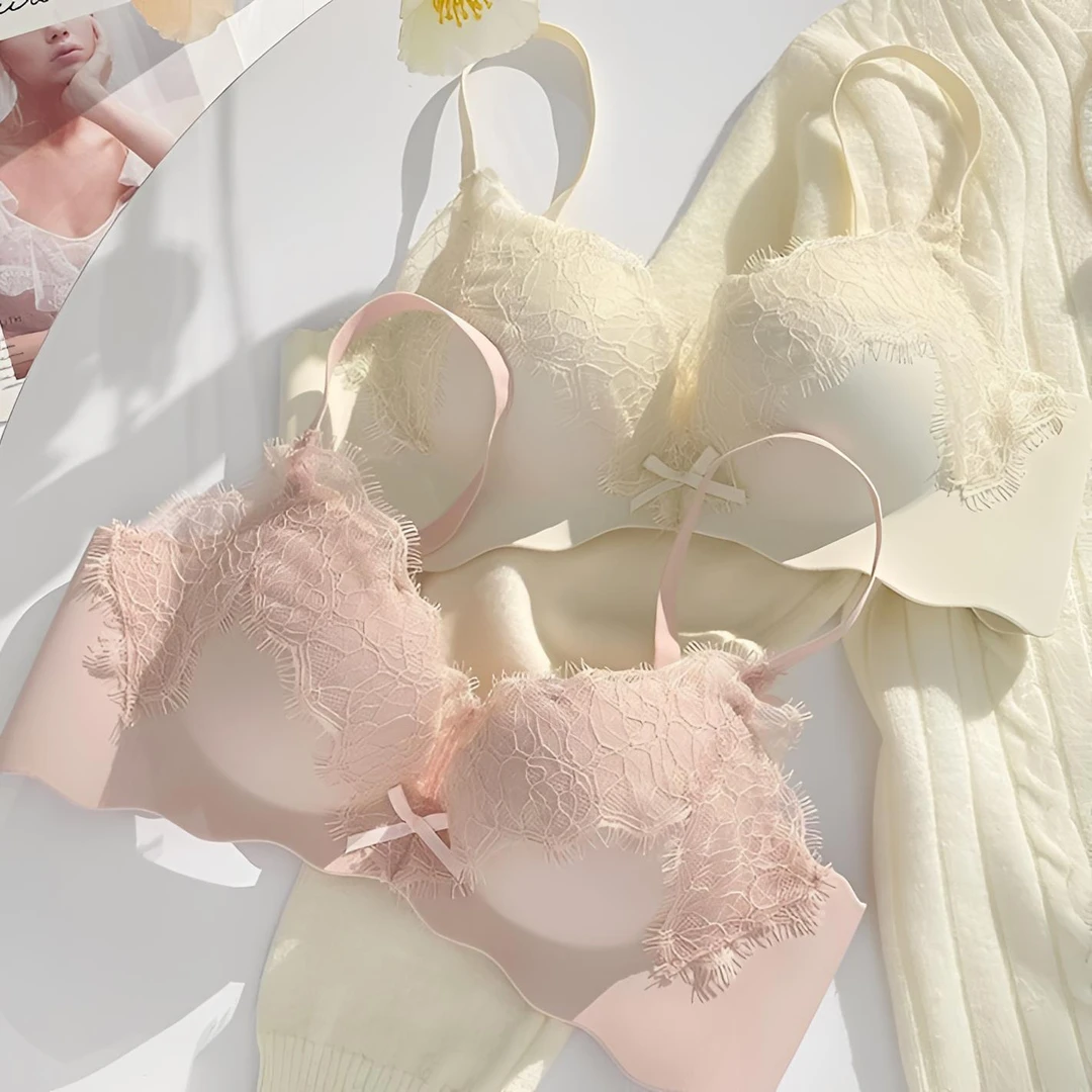 小地雷三代内衣无侧骨蜜桃蕾丝聚拢小胸显大