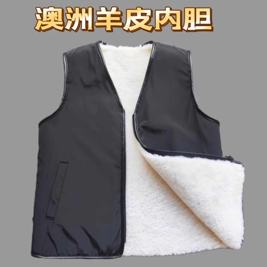 冬季原生态整张羊皮真皮皮毛一体马甲休闲内穿外穿加厚羊皮袄加绒