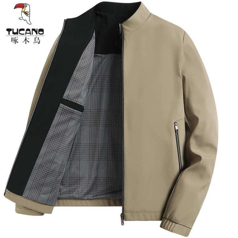 啄木鸟男士春秋新款夹克衫立领商务休闲40-50岁中老年爸爸装外套