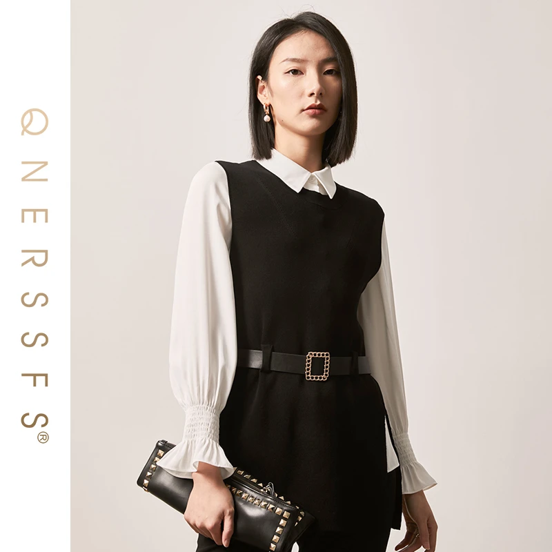 【名雅专属】卿奈儿[都市丽影]两件套装叠穿轻奢洋气通勤上衣-W2020