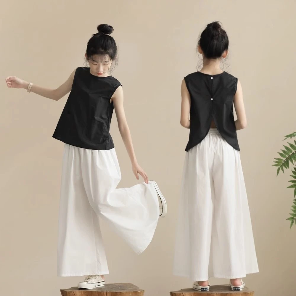 女童阔腿裤2024新款夏装薄款冰丝裙裤中大童夏季裤子宽松洋气长裤