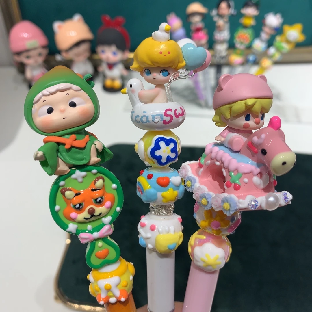 明盒DIY串珠萌粒笔手工可换笔芯圆珠笔