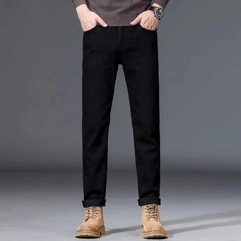 新百伦秋冬黑色牛仔裤男2025年新款弹力修身直筒男款美式休闲长裤