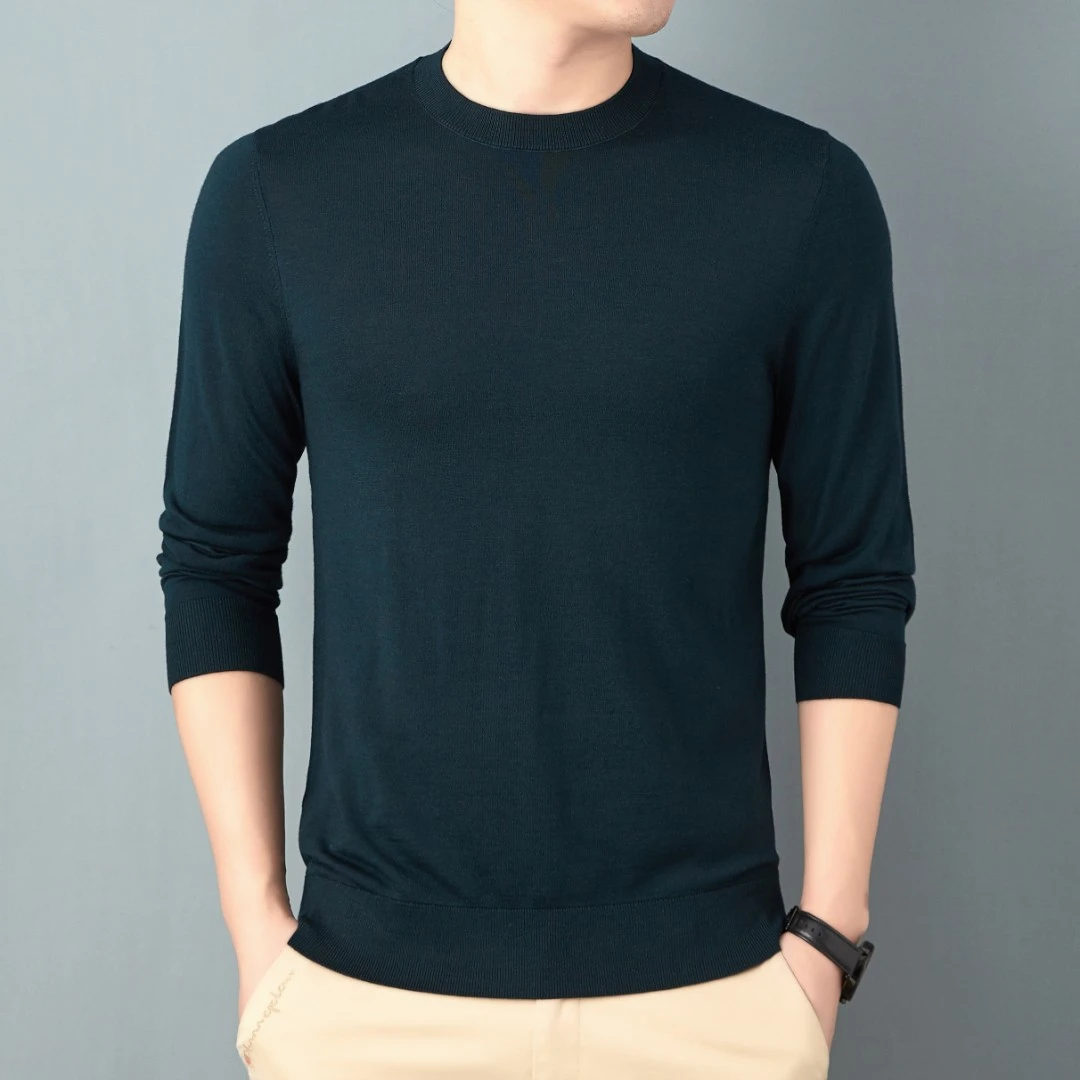 超薄60支精纺男式羊毛衫春秋薄款百搭针织衫6099/7022