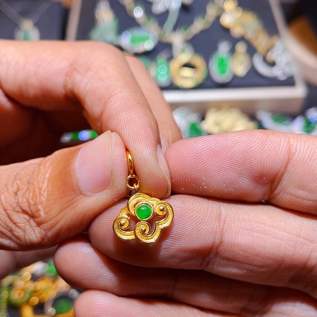 翡翠吊坠(不含链)银S925镶嵌