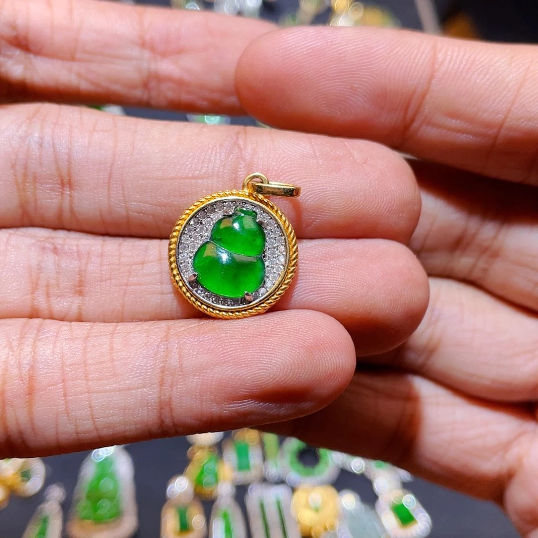 翡翠吊坠(不含链)银S925镶嵌