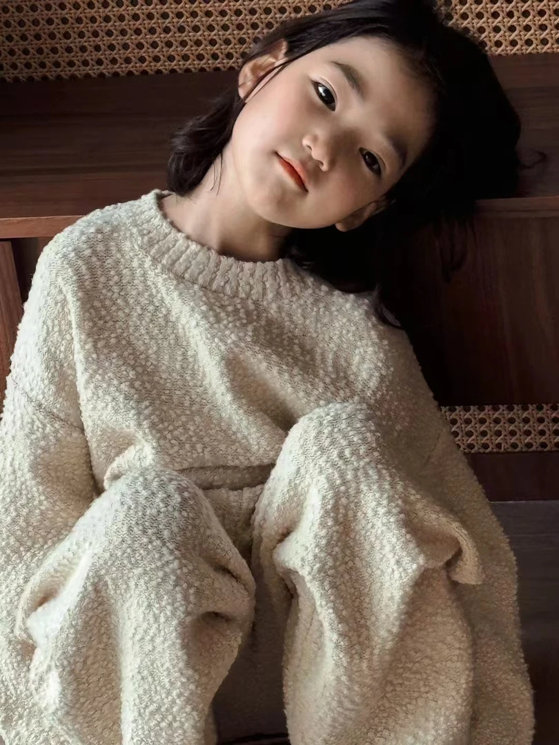 OMOMG女童针织裤时尚百搭宽松轻奢秋冬舒适