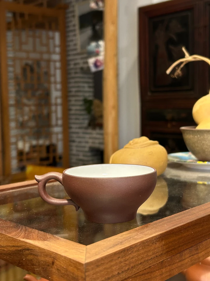 白釉主人杯选用紫泥半手工制作容量100cc对杯水杯茶杯茶具紫砂杯