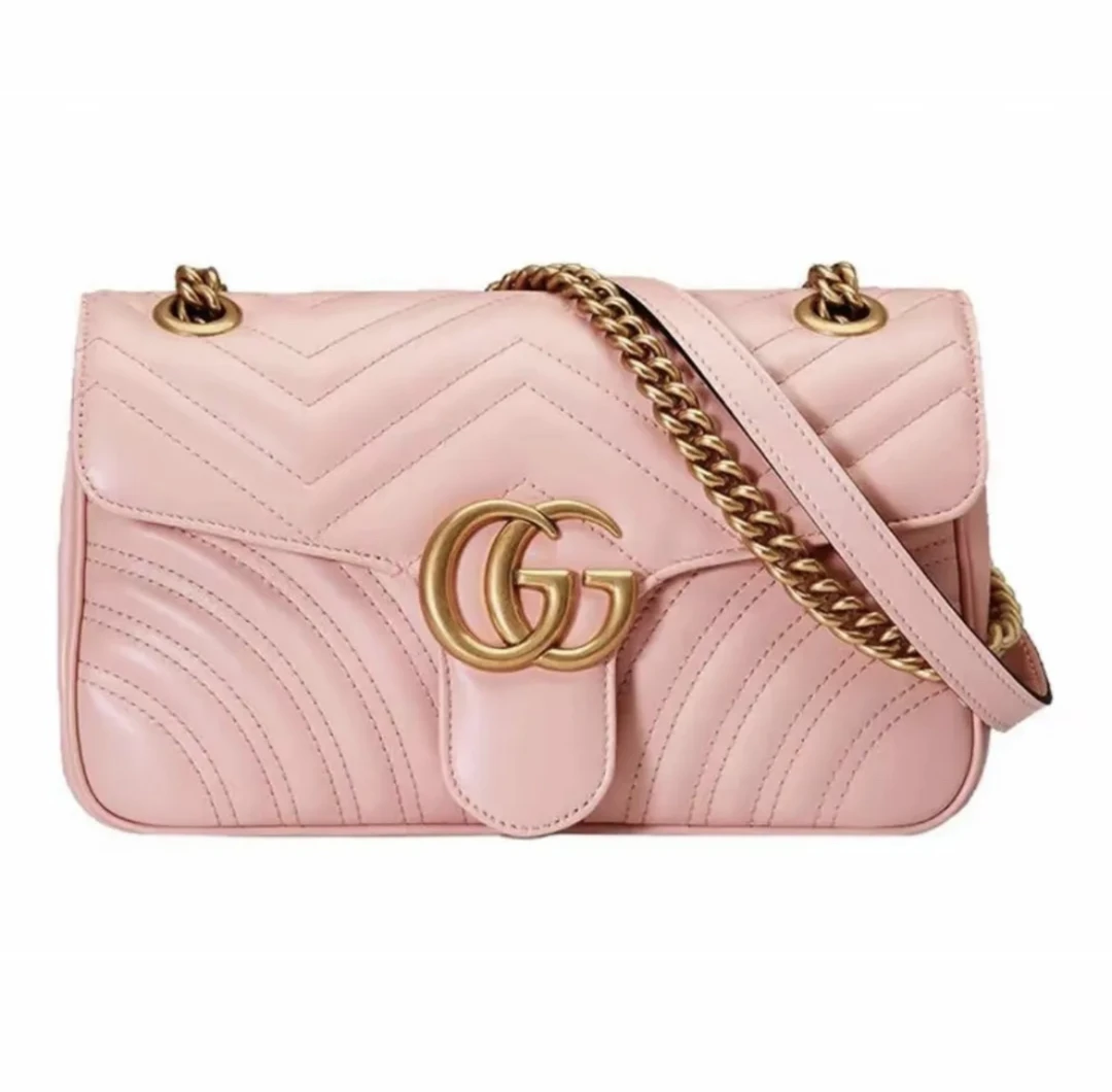 95新 GUCCI/古驰 GUCCI/古驰  马蒙26粉金单肩斜挎包 48362