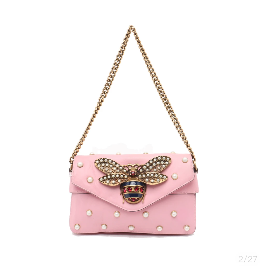 95新 GUCCI/古驰 GUCCI/古驰 粉色大蜜蜂信封包 14628