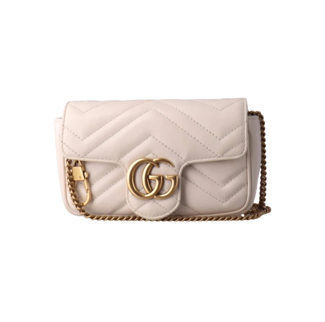 95新 GUCCI/古驰 GUCCI/古驰 马蒙白色mini链条包 35838