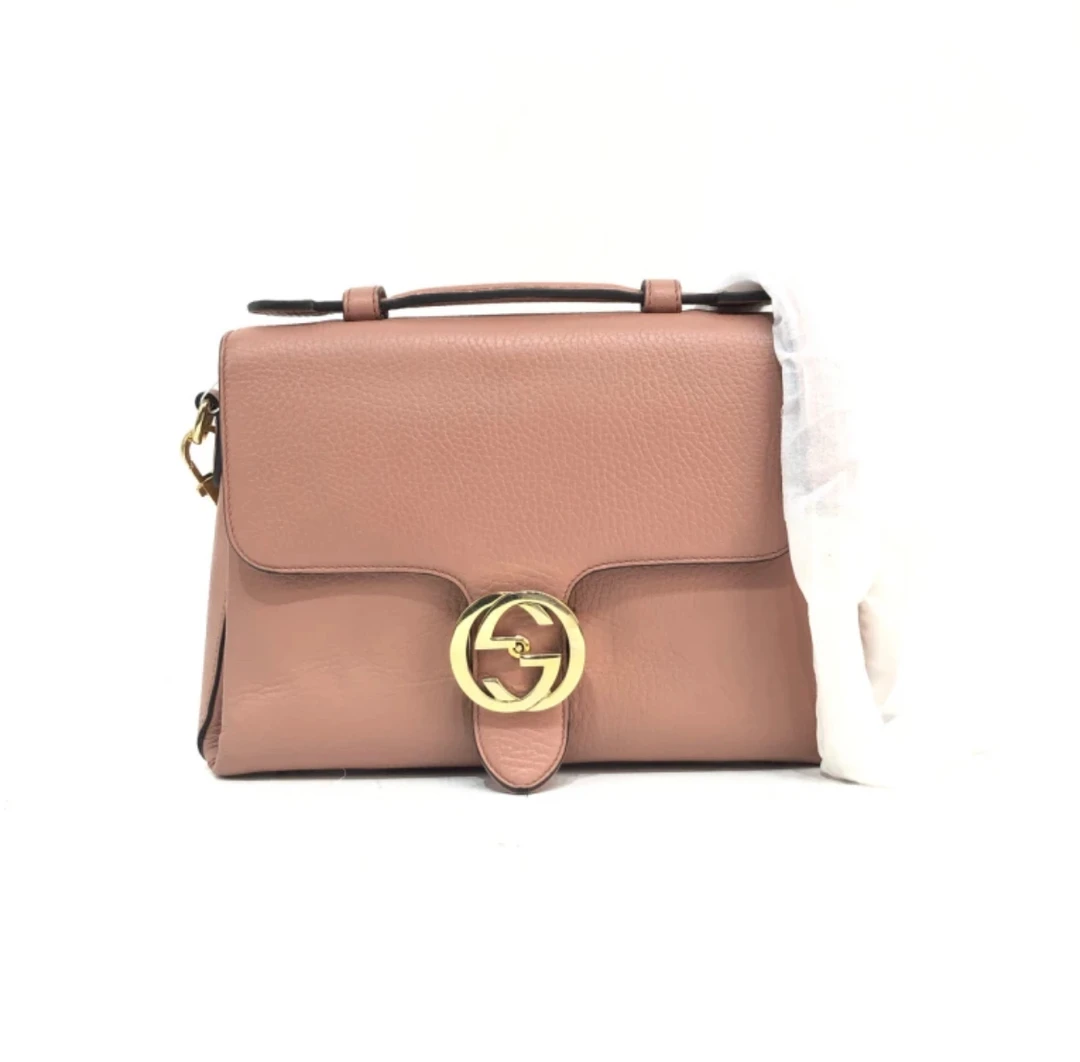 99新 GUCCI/古驰 GUCCI/古驰 裸粉色风琴斜挎包 18362