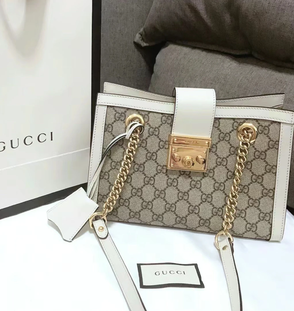 95新 GUCCI/古驰 GUCCI/古驰 猪鼻子Padlock白色手提包40180