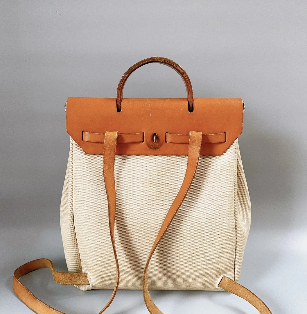 90新 Hermes/爱马仕 HERMES/爱马仕herbag米白色拼棕色 35701