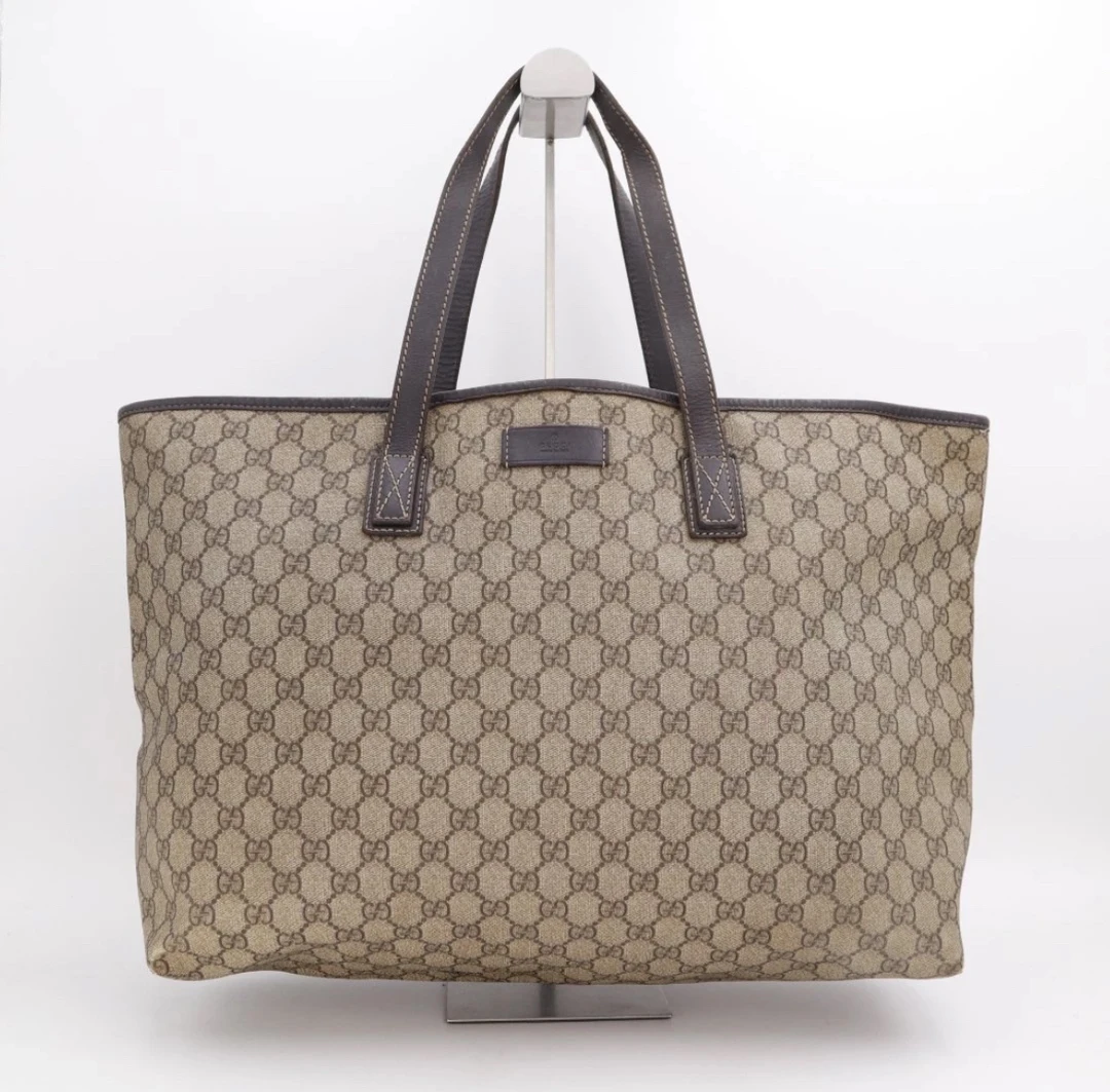 95新 GUCCI/古驰 GUCCI/古驰 满印帆布拼皮托特包 15878