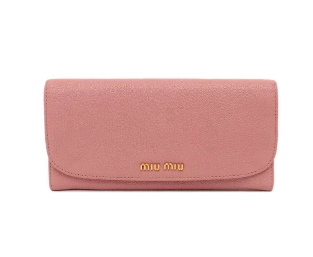 90新 MIU MIU/缪缪 MiuMiu/缪缪粉色荔枝纹翻盖链条包 K12718