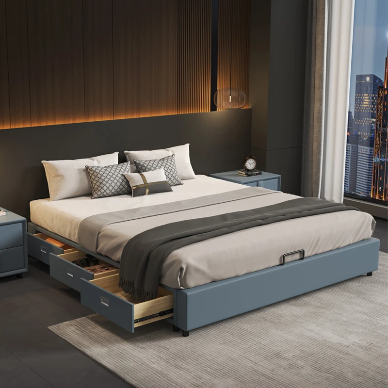 杭茜多功能双人床无床头落地床小户型储物收纳米床排骨架榻榻米床