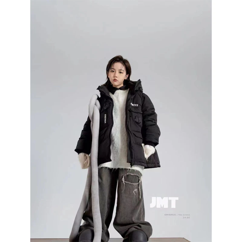 潮牌儿童休闲连帽羽绒服上衣潮流宽松阔版冬季保暖痞帅外6651001