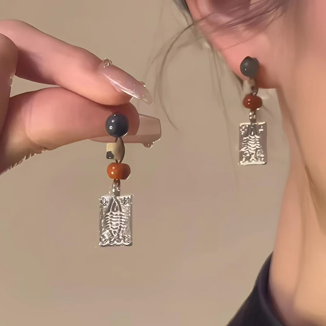 新中式中国风手工时尚耳环气质长款小众民族风耳钉国潮设计感耳饰