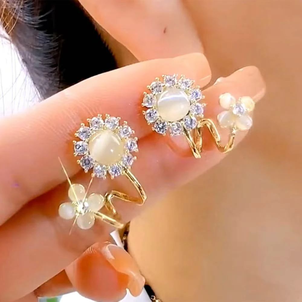 轻奢时尚高级感花朵高档耳环时尚个性2025银针金色洋气奢华耳钉潮