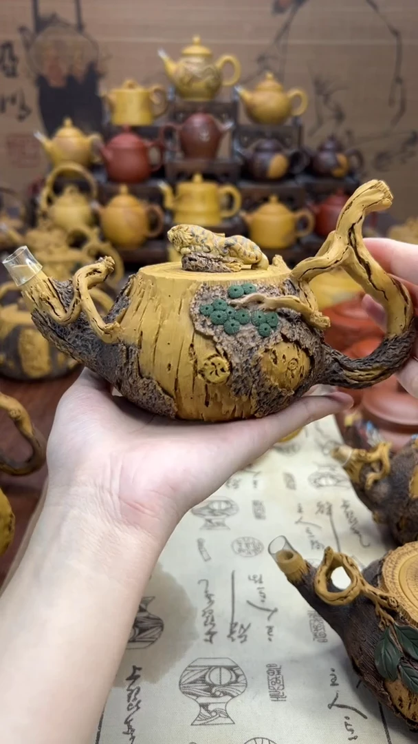 【闪购商品】紫砂茶壶立体浮雕紫砂壶树桩虎虎生威