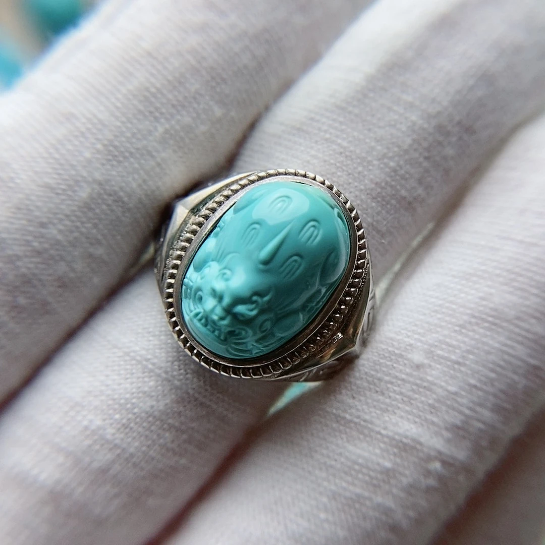 绿松石戒指银S925镶嵌