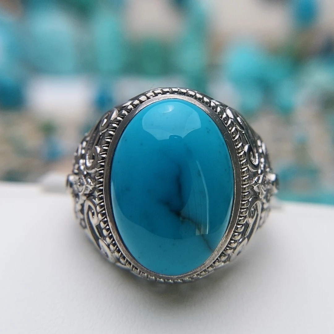 绿松石珠宝奇石银S925镶嵌