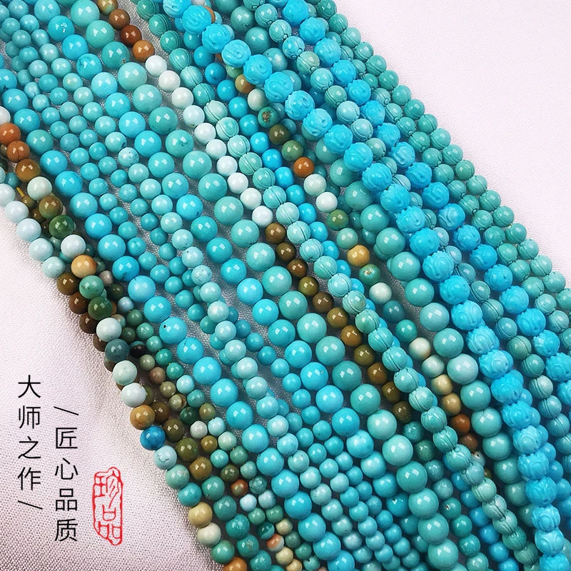 天然原矿绿松石小米链项链多圈米珠高瓷蓝绿DIY多样性发货一条