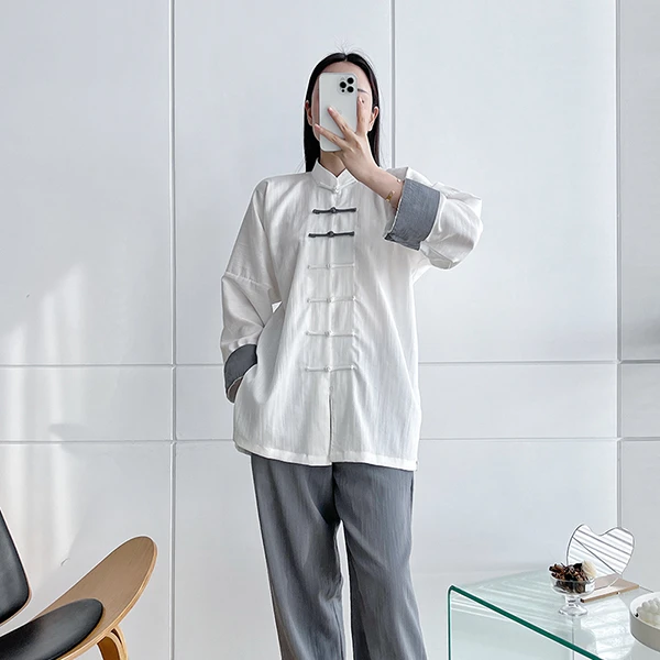 中式唐装夏太极服装太极服女新款男款改良新式八段锦太极拳练功服