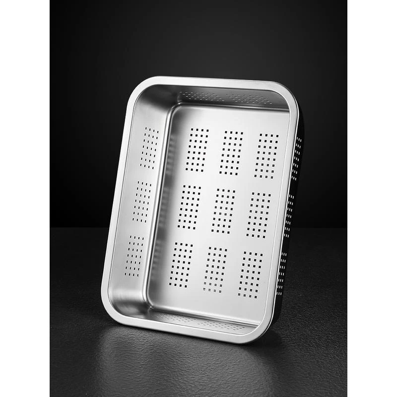 304不锈钢漏盆长方形沥水盆商用洗菜盆沥水筐滤水篮漏盘冲孔方盆