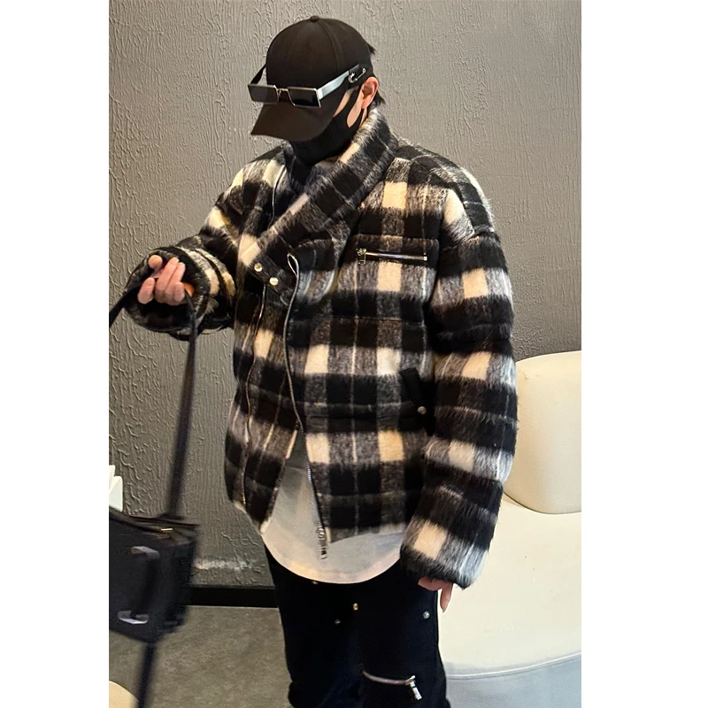 尚锋男装3123冬季加厚保暖格子围脖面包休闲棉衣百搭情侣时尚棉服