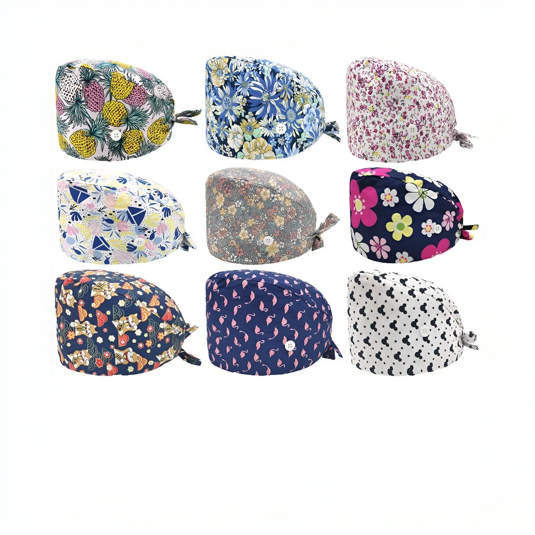 手术帽印花纯棉护士帽印花工作帽防尘帽医生护士美容院厂家碎花