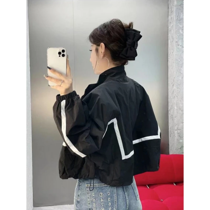 休闲夹克衫欧货2025年春秋新款韩版时尚宽松气质百搭撞色立领拼色