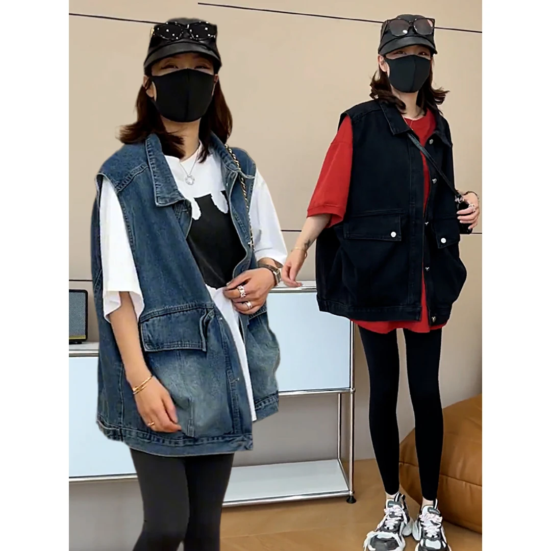 牛仔马甲女2025新款马夹宽松设计感外搭复古无袖坎肩时尚工装外套